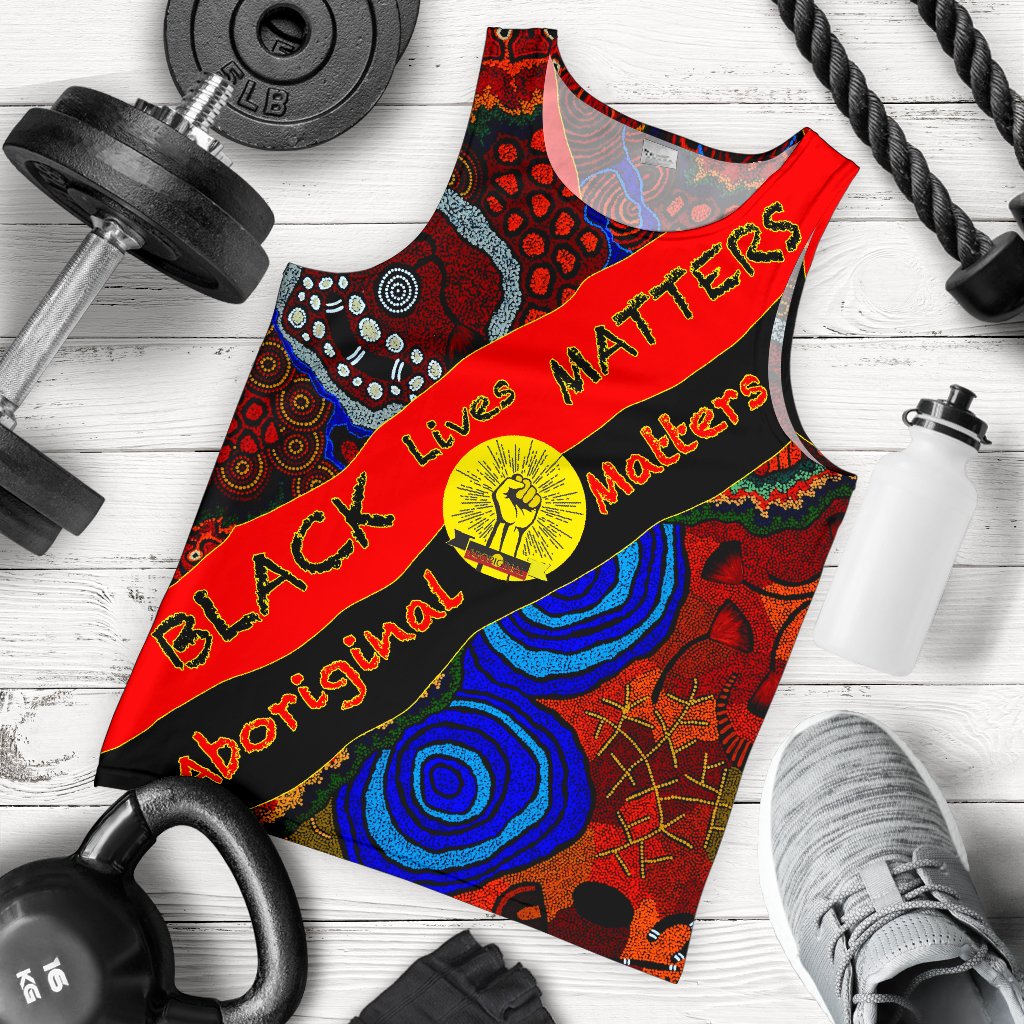 Men's Tank Top - Black Lives Matter and Aboriginal Patterns - Vibe Hoodie Shop