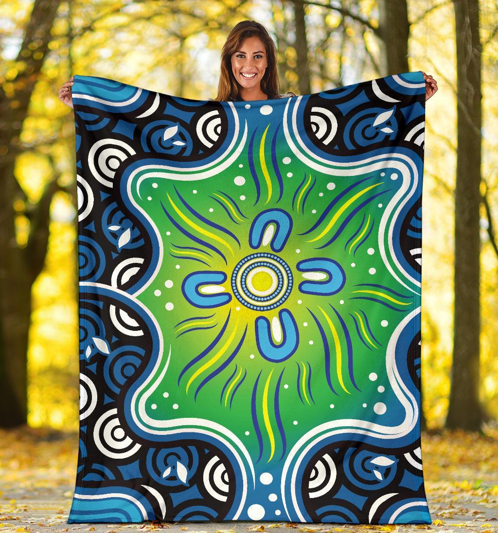 Aboriginal Premium Blabnket - Indegenous Dot Painting Art - Vibe Hoodie Shop