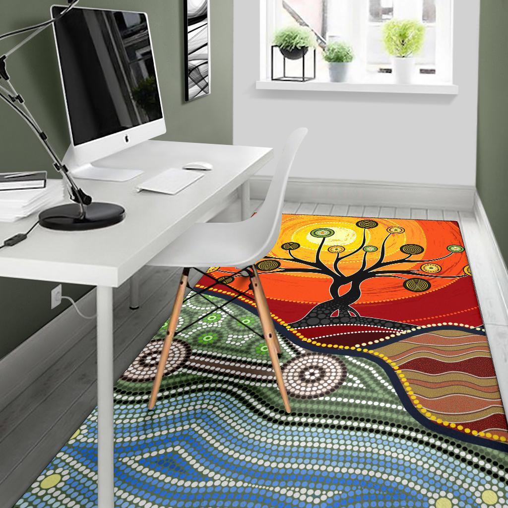 Area Rug - Australian Aboriginal Tree - Vibe Hoodie Shop