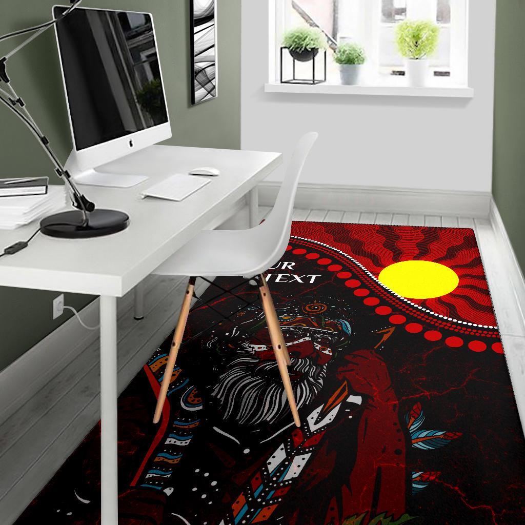 Custom Aboriginal Area Rug - Indigenous People And Sun - Vibe Hoodie Shop