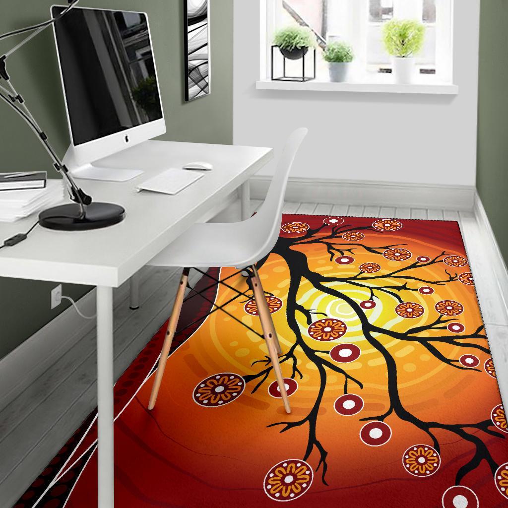 Aboriginal Area Rug - Tree In Spring Season - Vibe Hoodie Shop