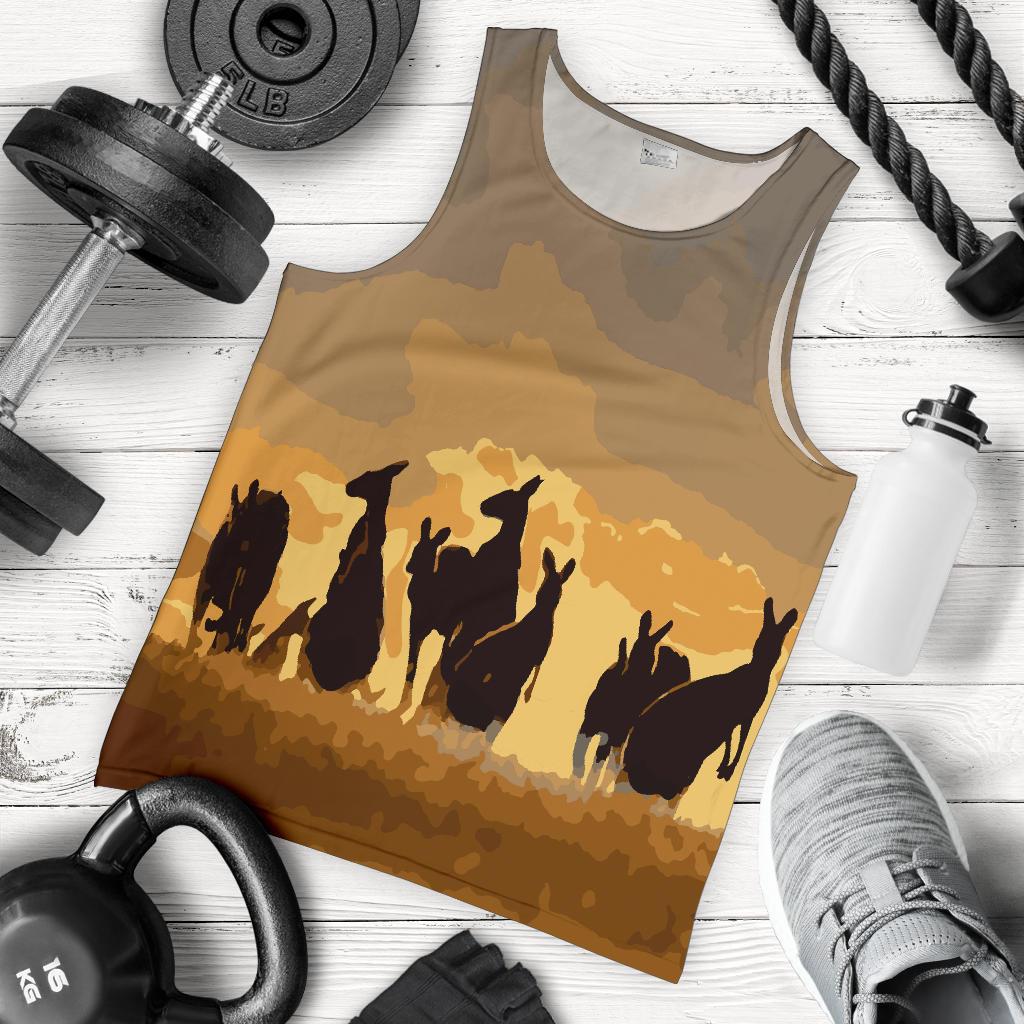 Men Tank Top - Kangaroo Mens Tank Family Sunset Painting Ver02A - Vibe Hoodie Shop