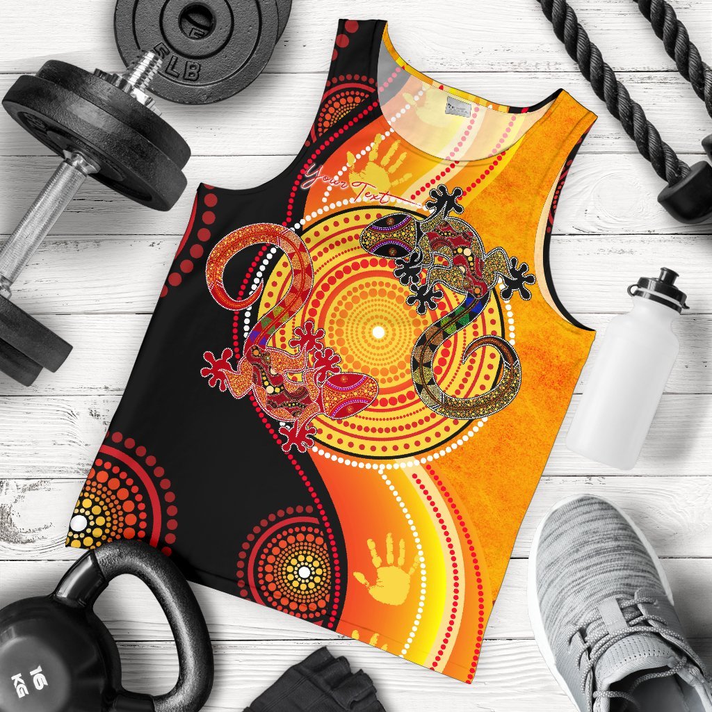 Aboriginal Personalised Men's Tank Top - Couple Aboriginal Lizards - Vibe Hoodie Shop