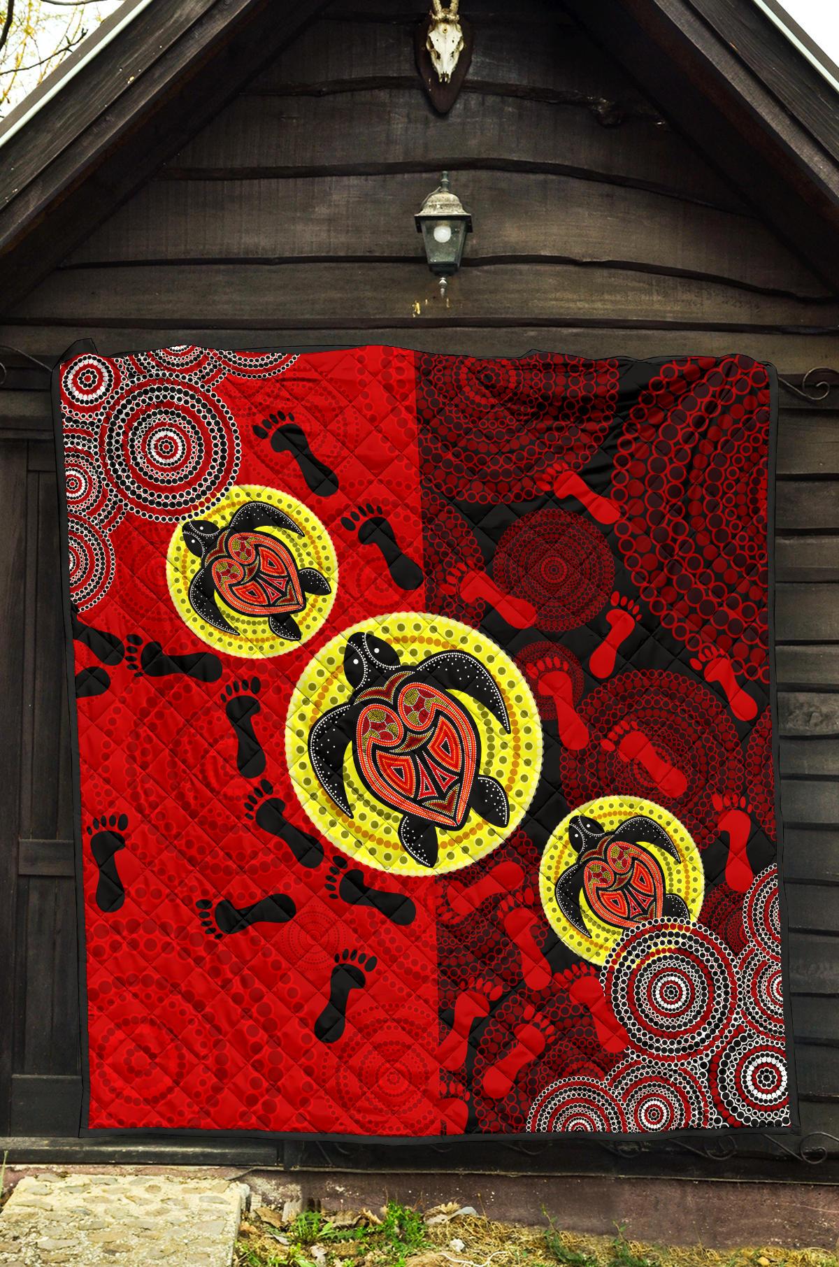 Premium Quilt - Aboriginal Dot Painting Quilt Turtle - Vibe Hoodie Shop