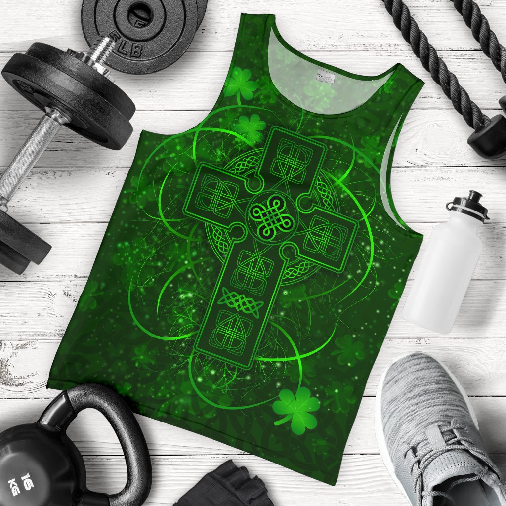 Ireland Men Tank Top Irish Saint Patrick Day Celtic Cross - Vibe Hoodie Shop