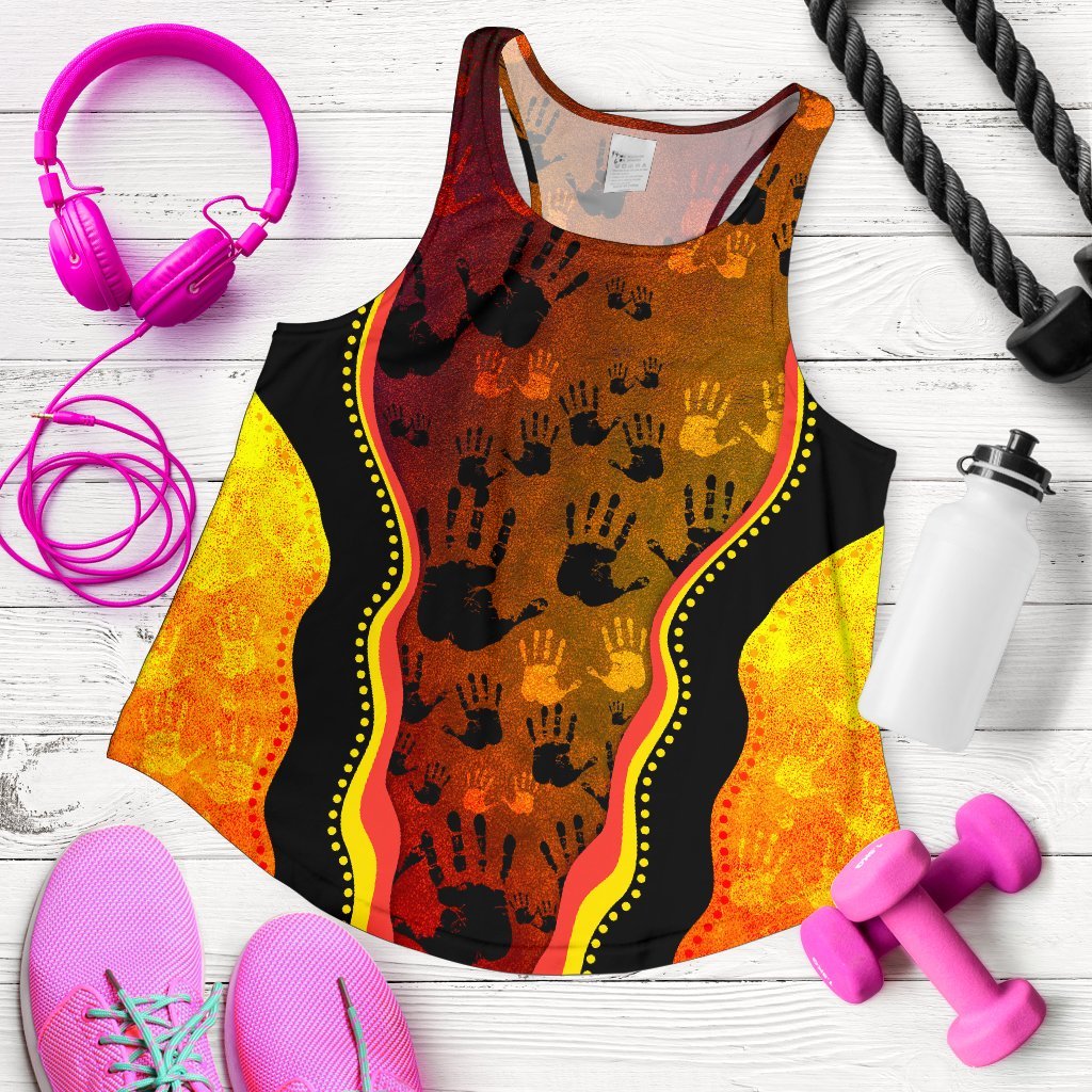 Racerback Tank - Aboriginal Patterns Tank Top Golden Style - Women - Vibe Hoodie Shop