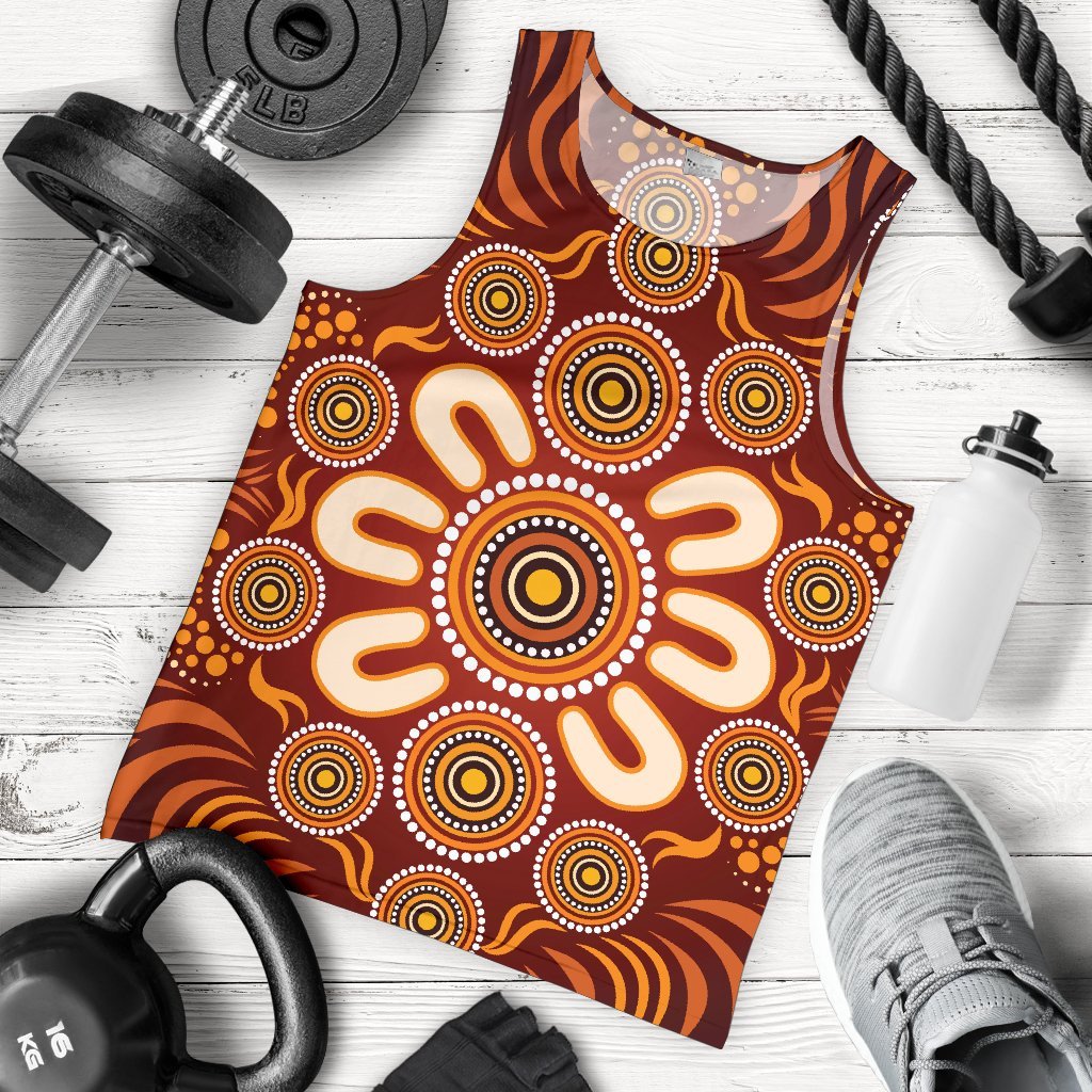 Aboriginal Men's Tank Top - Circle Flowers Patterns Ver02 - Vibe Hoodie Shop