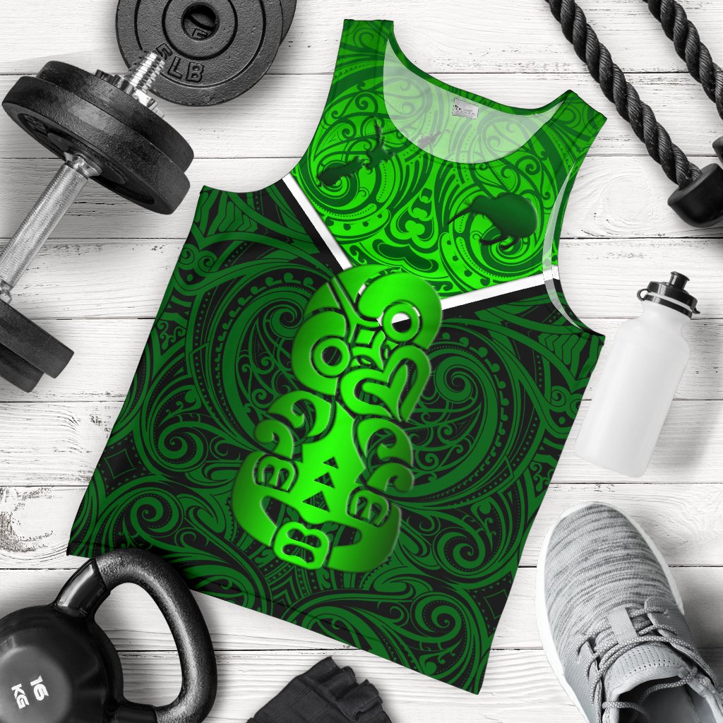 New Zealand Maori Rugby Men Tank Top Pride Version - Green - Vibe Hoodie Shop