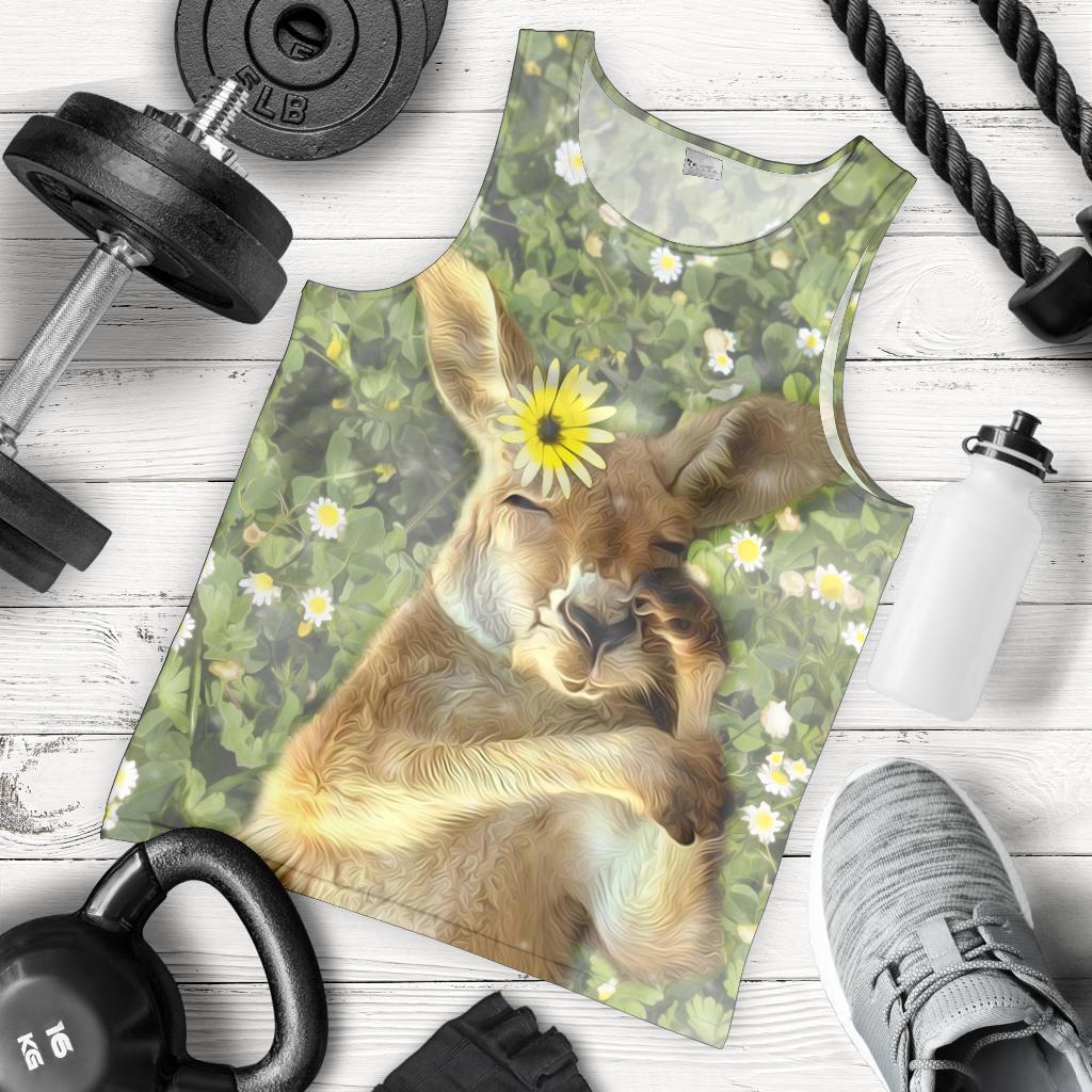 Men Tank Top - Kangaroo Mens Tank Sleeping - Vibe Hoodie Shop