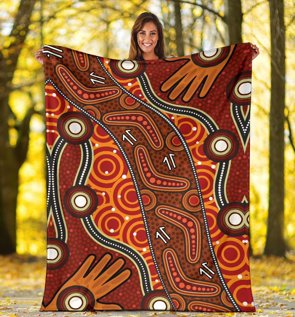 Aboriginal Preium Blanket - Indegenous Dot Painting Art - Vibe Hoodie Shop