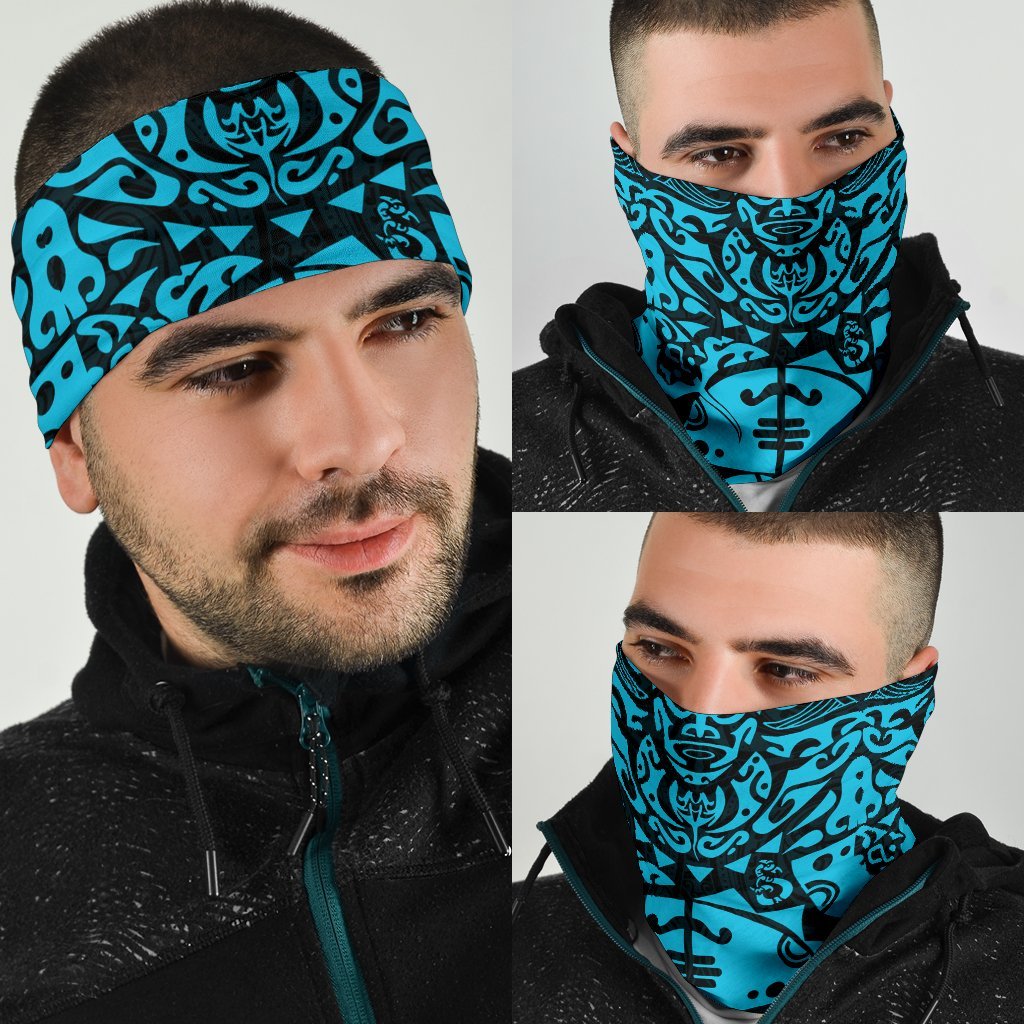 New Zealand Maori Tangaroa Tattoo Bandana - Blue - Vibe Hoodie Shop