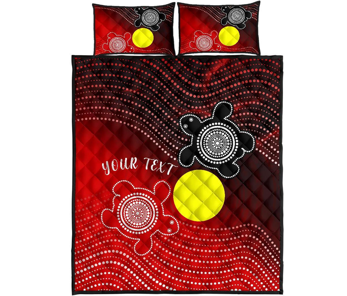Custom Aboriginal Quilt Bed Set - Indigenous Circle Dot Painting Style - - Vibe Hoodie Shop