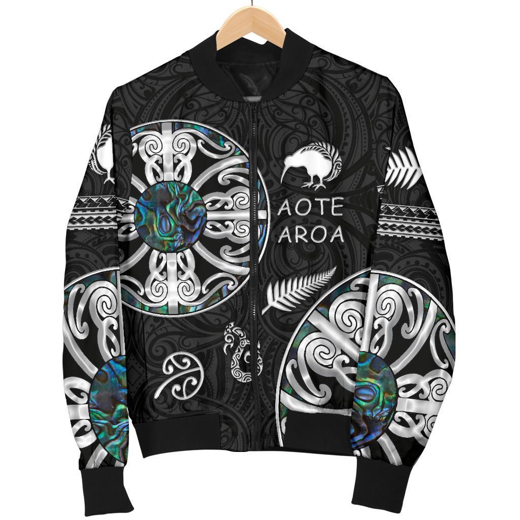 New Zealand Aotearoa Men Bomber Jacket, Maori Mangopare Paua Shell - Vibe Hoodie Shop