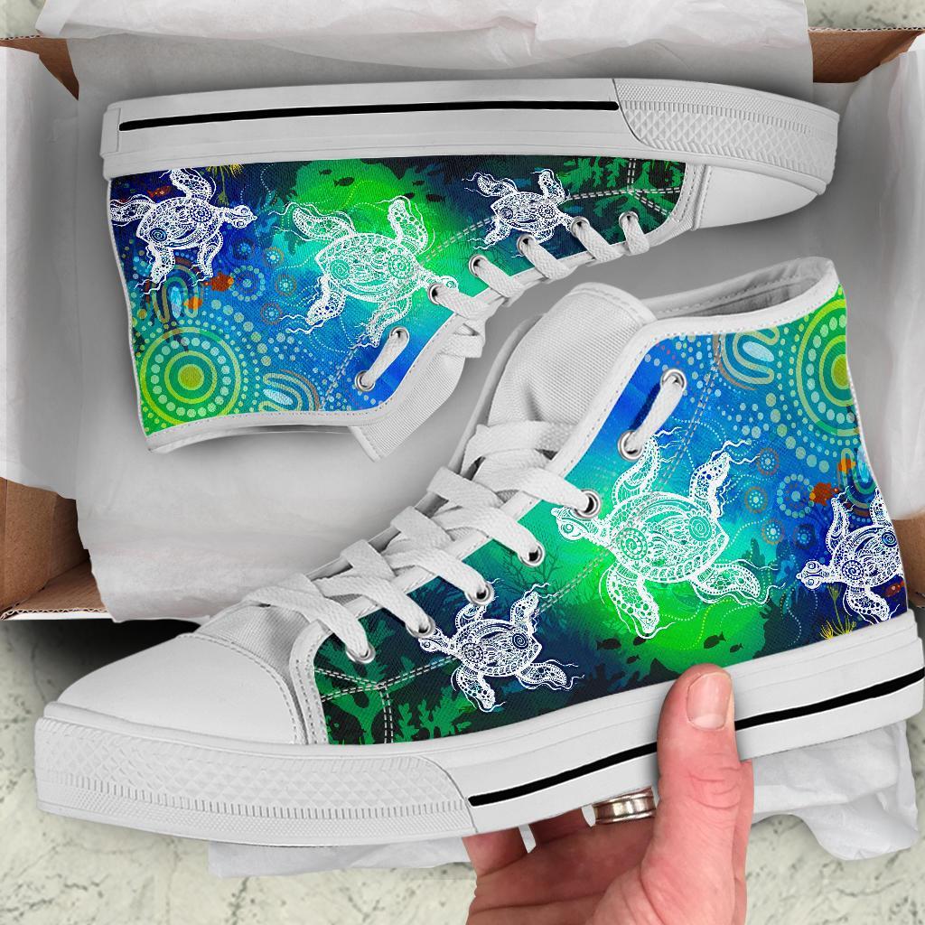 aboriginal-high-top-shoe-indigenous-turtle-ocean-dot-painting-art