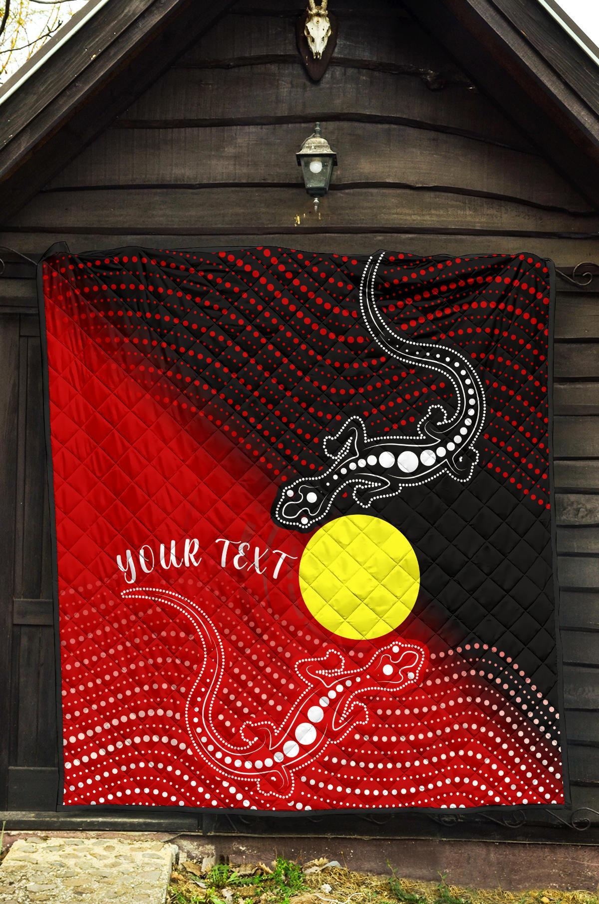 Custom Aboriginal Premium Quilt - Two Indigenous Lizard - Vibe Hoodie Shop