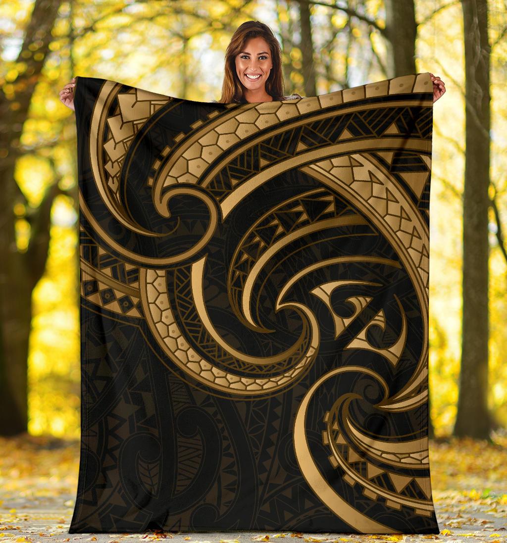 New Zealand Maori Mangopare Premium Blanket Polynesian - Gold - Vibe Hoodie Shop