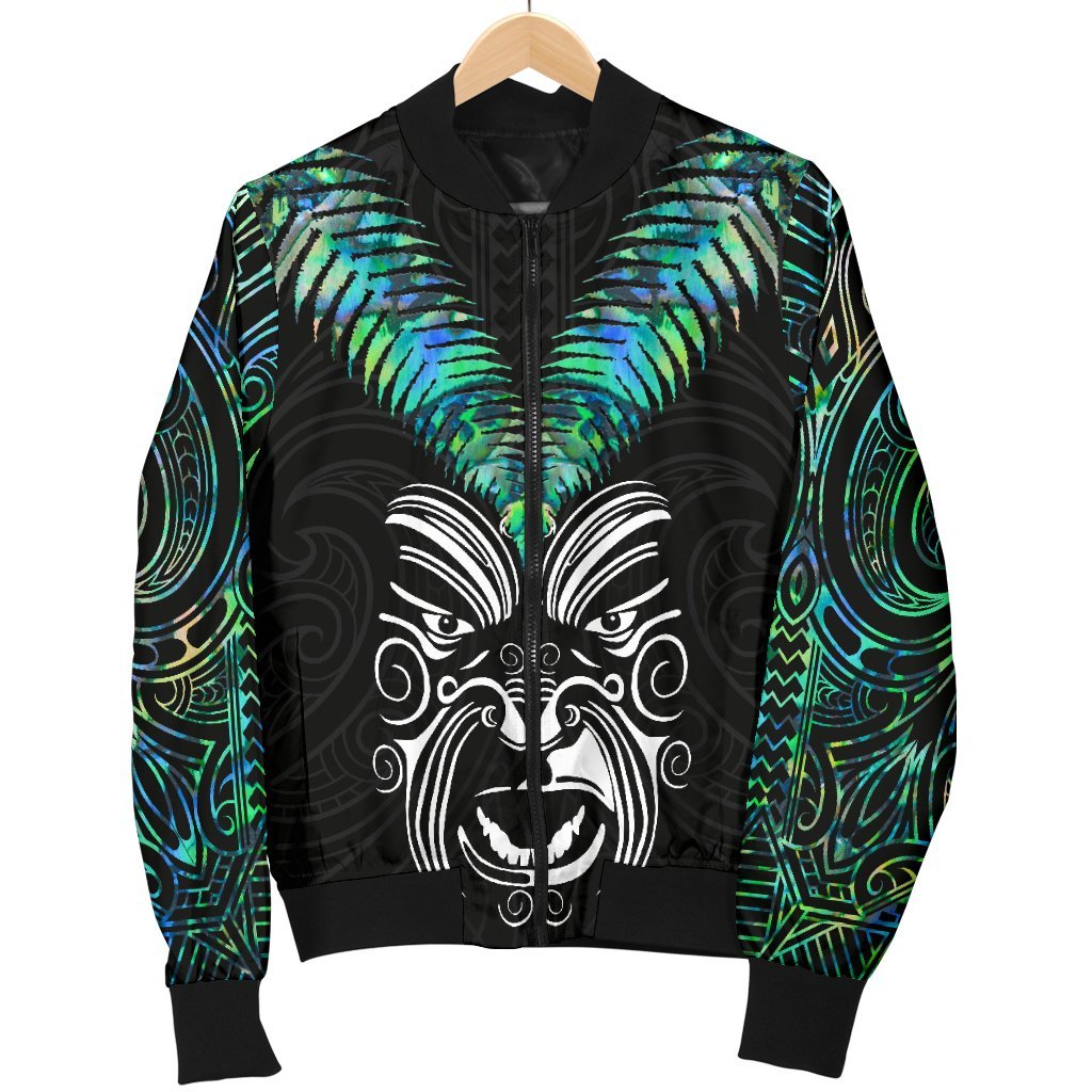 New Zealand Maori Moko Women's Bomber Jacket Paua Shell - Vibe Hoodie Shop