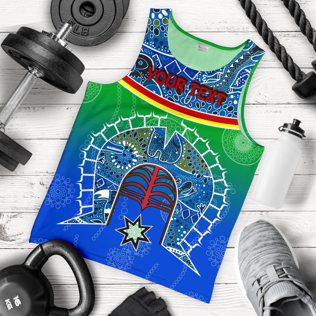 Personalised Men's Tank Top - Torres Strait Symbol With Aboriginal Patterns - Vibe Hoodie Shop