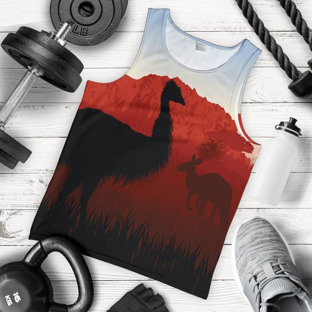 Men's Tank Top - Australian Nature with Emu and Kangaroo - Vibe Hoodie Shop