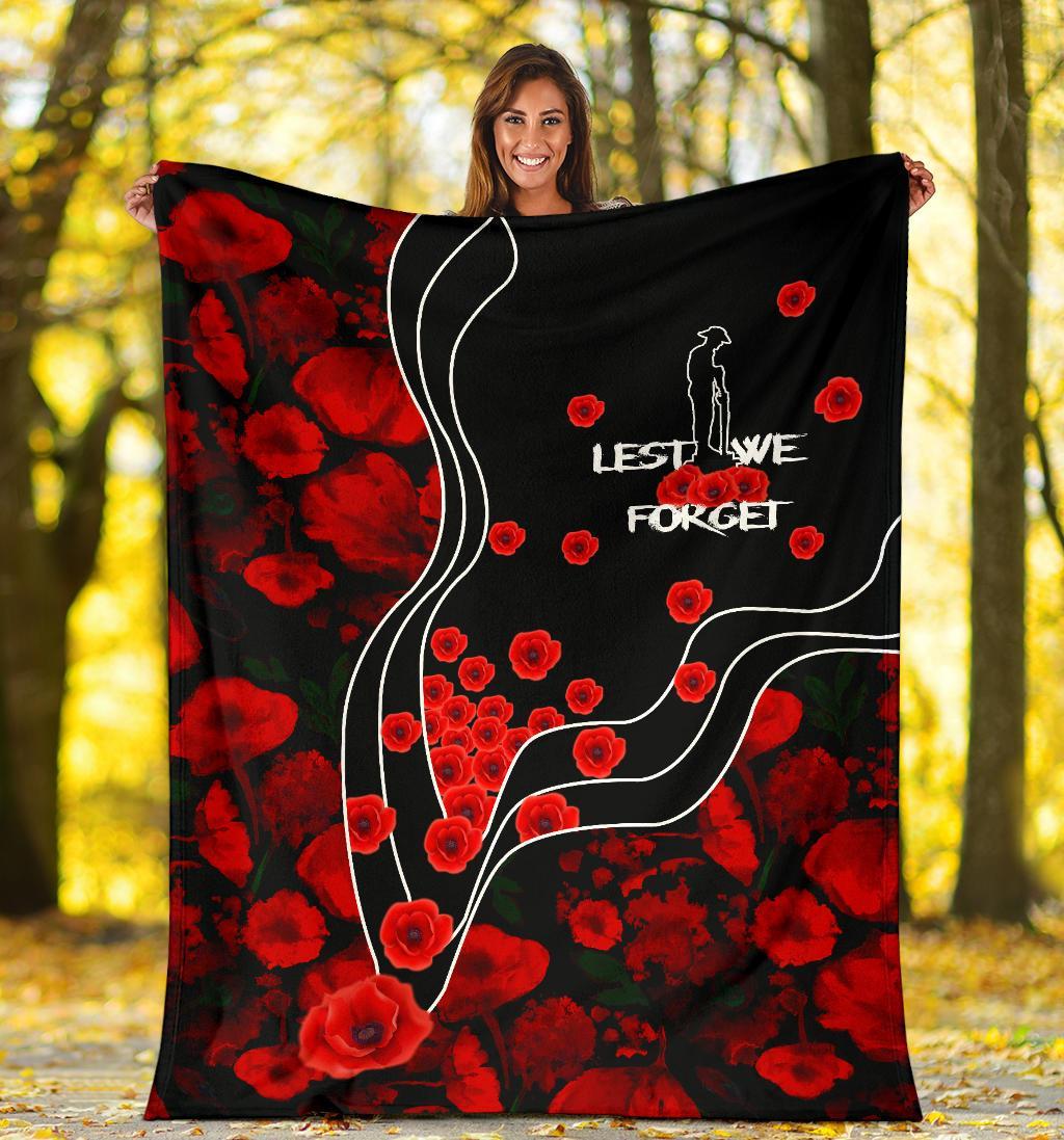 ANZAC Lest We Forget Premium Blanket - Poppy Flowers - Vibe Hoodie Shop