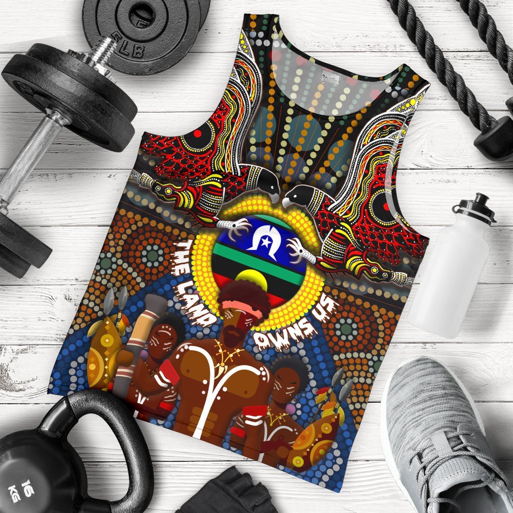 The Land Owns Us Aboriginal Men's Tank Top - Vibe Hoodie Shop