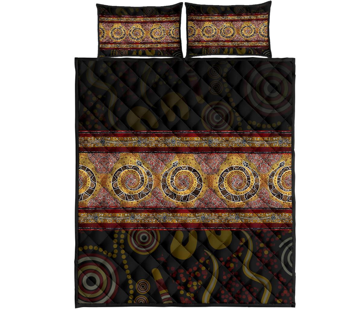 Aboriginal Quilt bed Set - Snake Dot Panting Art - Vibe Hoodie Shop
