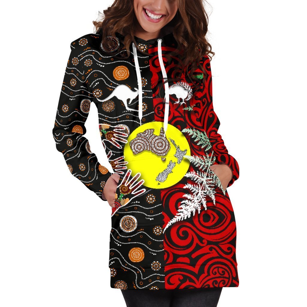 New Zealand Australia Hoodie Dress - Maori Aboriginal - Vibe Hoodie Shop