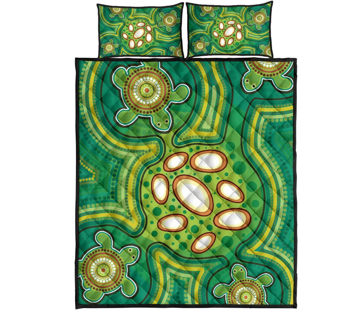 Aboriginal Quilt Bed Set - Indegenous Dot Painting Art - Vibe Hoodie Shop
