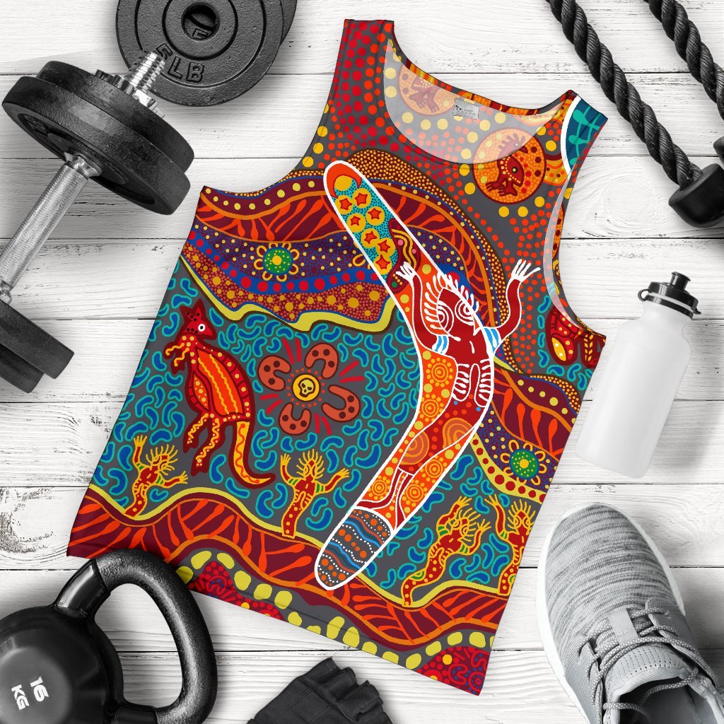 Aboriginal Men's Tank Top - Indigenous Boomerang - Vibe Hoodie Shop