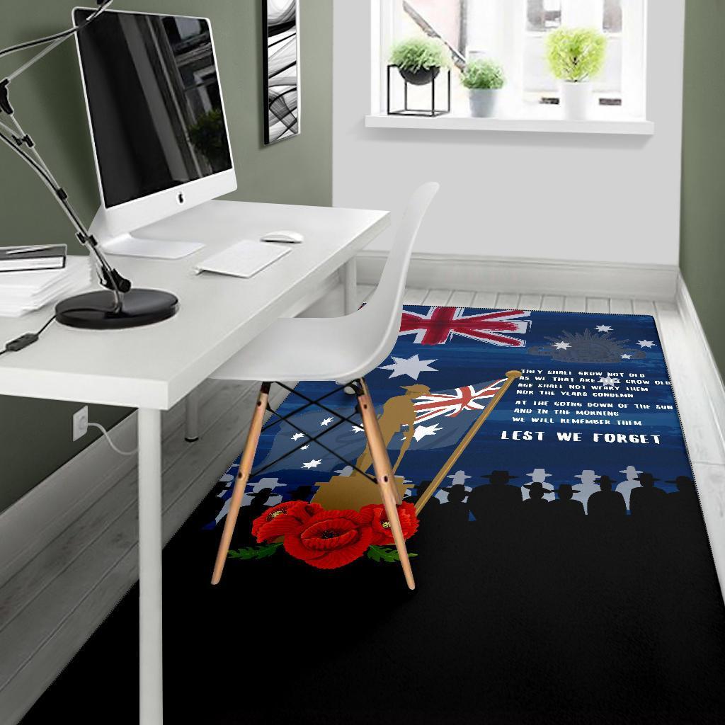 ANZAC Area Rug - Always Remember Australian ANZAC Day - Vibe Hoodie Shop