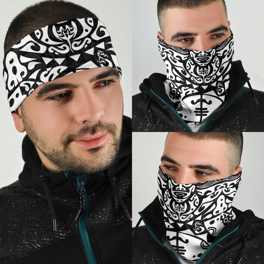 New Zealand Maori Tangaroa Tattoo Bandana - White - Vibe Hoodie Shop