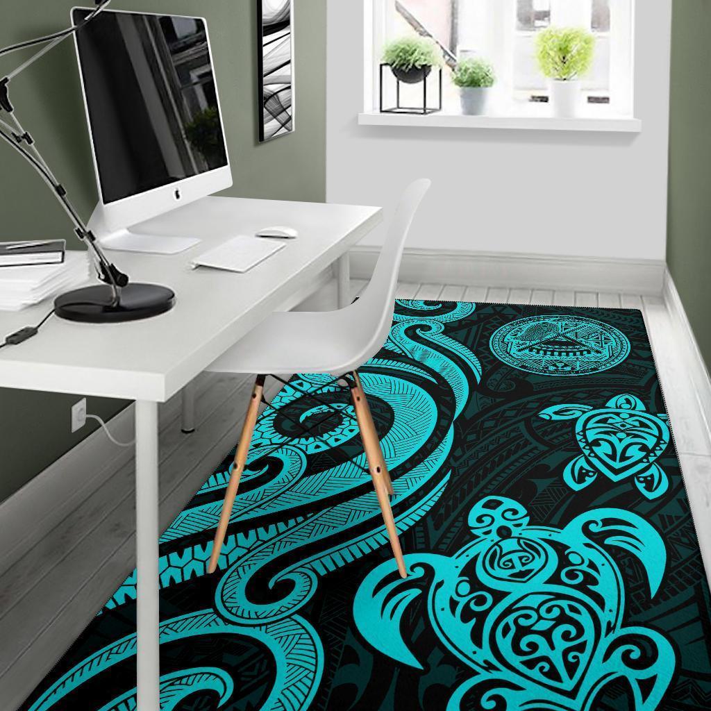 American Samoa Area Rug - Turquoise Tentacle Turtle - Vibe Hoodie Shop