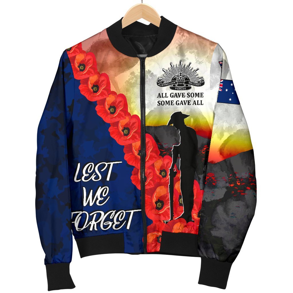 ANZAC Lest We Forget Men's Bomber Jacket - All Gave Some, Some Gave All - - Vibe Hoodie Shop