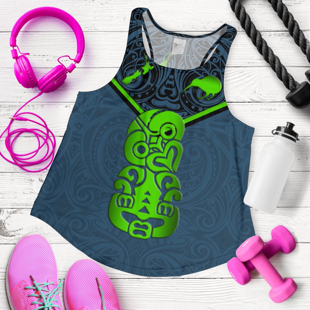 New Zealand Maori Rugby Women Racerback Tank Pride Version - Navy - Vibe Hoodie Shop
