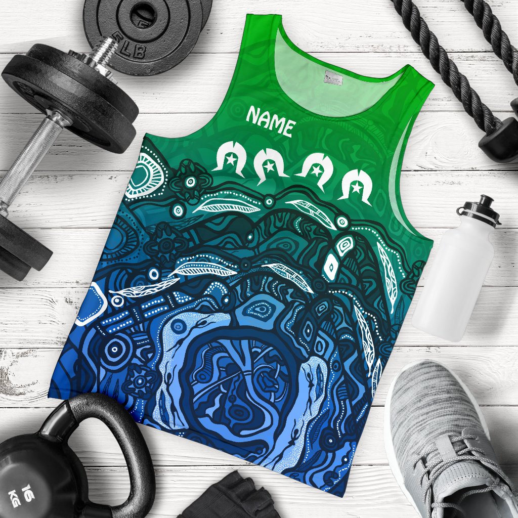 Custom Torres Strait Islands Men's Tank Top - Blue - Vibe Hoodie Shop