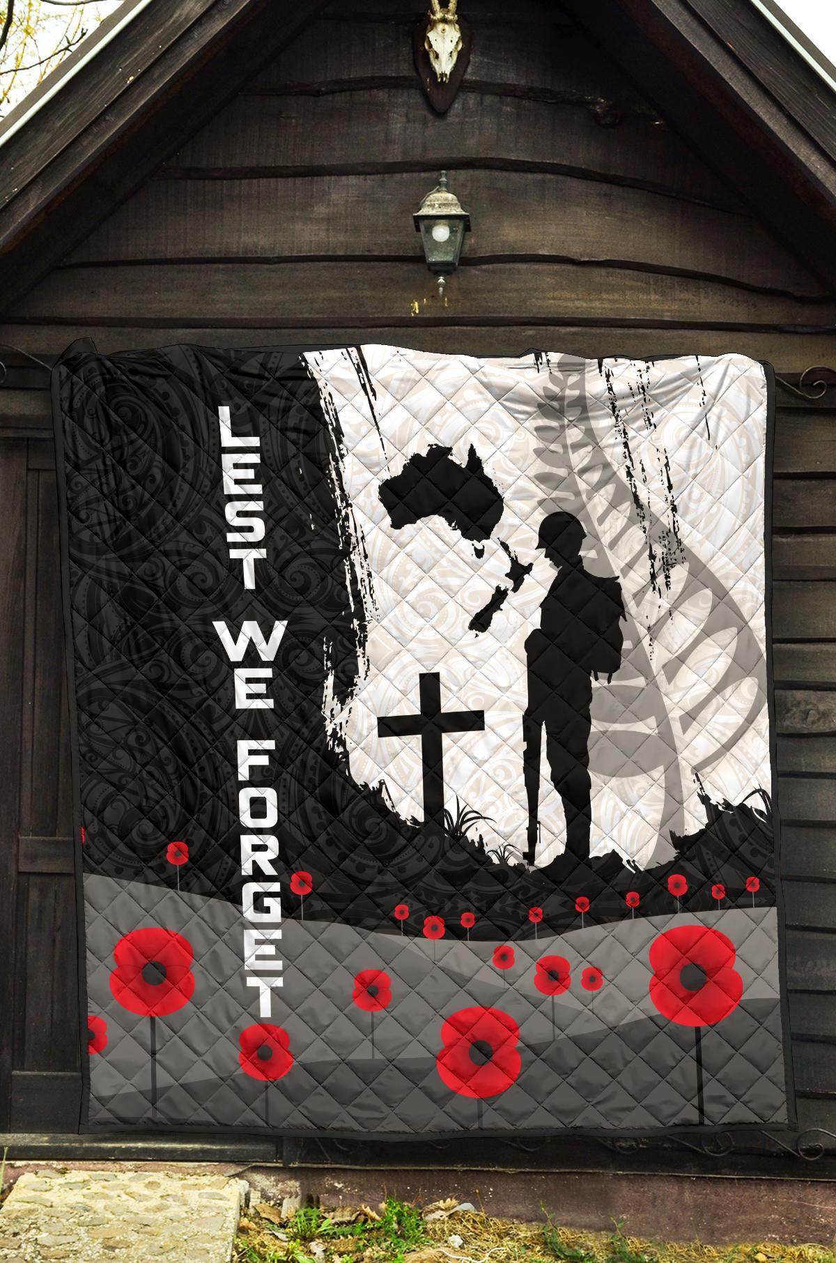 ANZAC Day Premium Quilt, New Zealand Australia Lest We Forget - Vibe Hoodie Shop