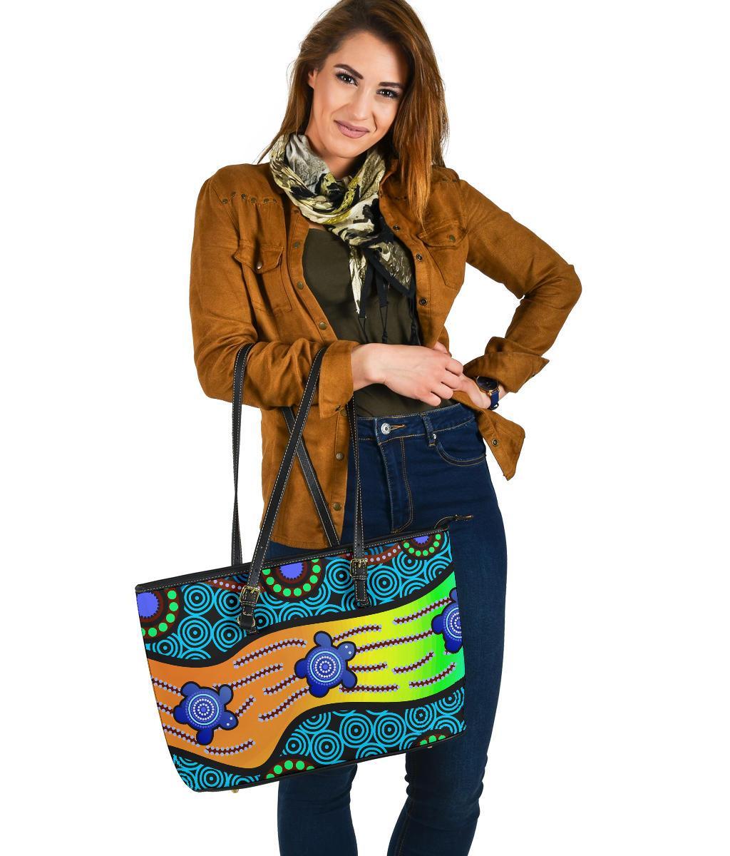 large-leather-tote-bag-aboriginal-turtle
