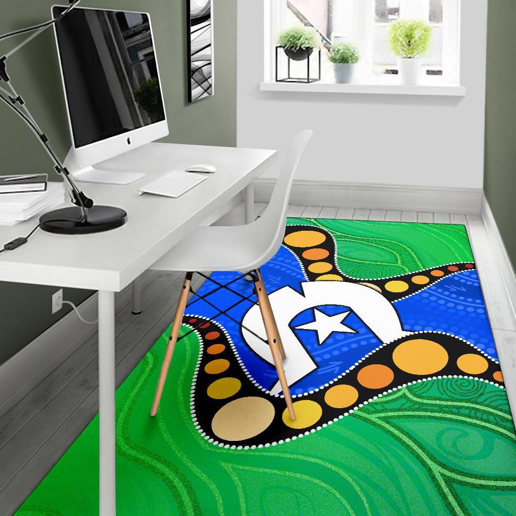 Torres Strait Islands Area rug - Flag with Aboriginal Patterns - Vibe Hoodie Shop