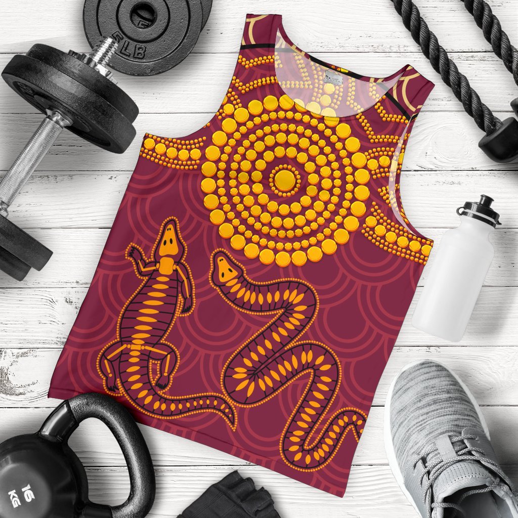 Aboriginal men's Tank Top - Aboriginal Snake And Alligator - Vibe Hoodie Shop