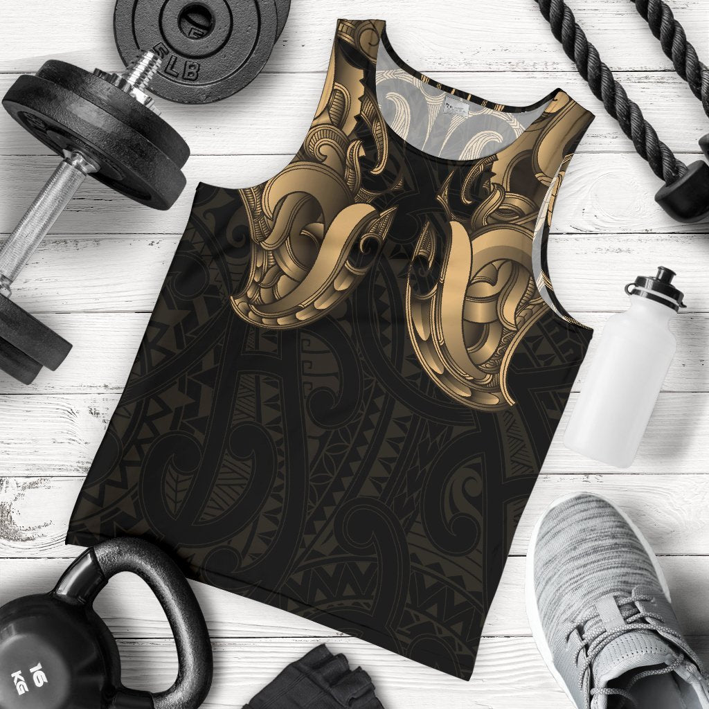 Maori Ta Moko Men Tank Top New Zealand Gold - Vibe Hoodie Shop