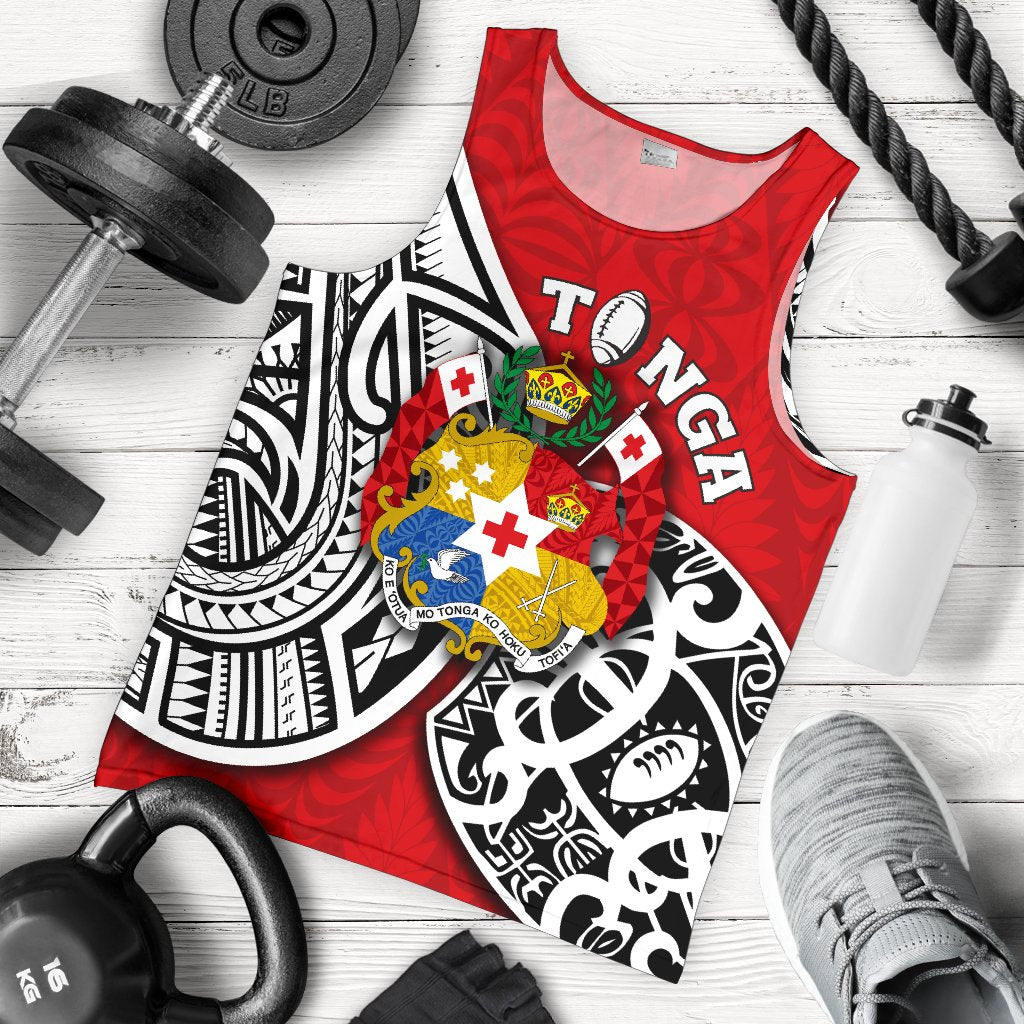 (Custom Personalised) Tonga Rugby Men's Tank Top Polynesian Style - Vibe Hoodie Shop