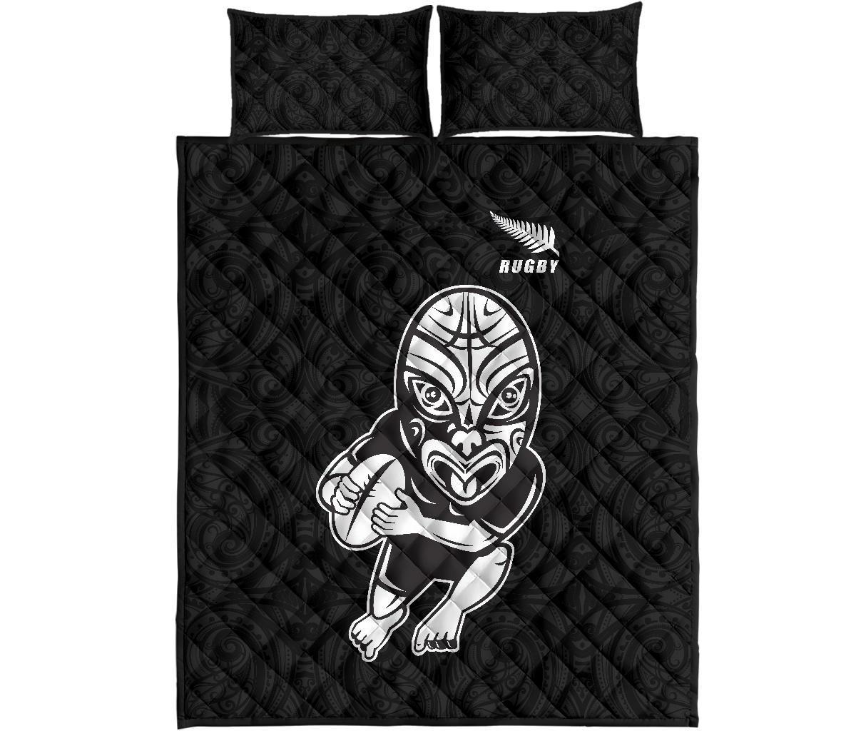 Quilt Bed Set New Zealand Rugby with Haka Face - Vibe Hoodie Shop