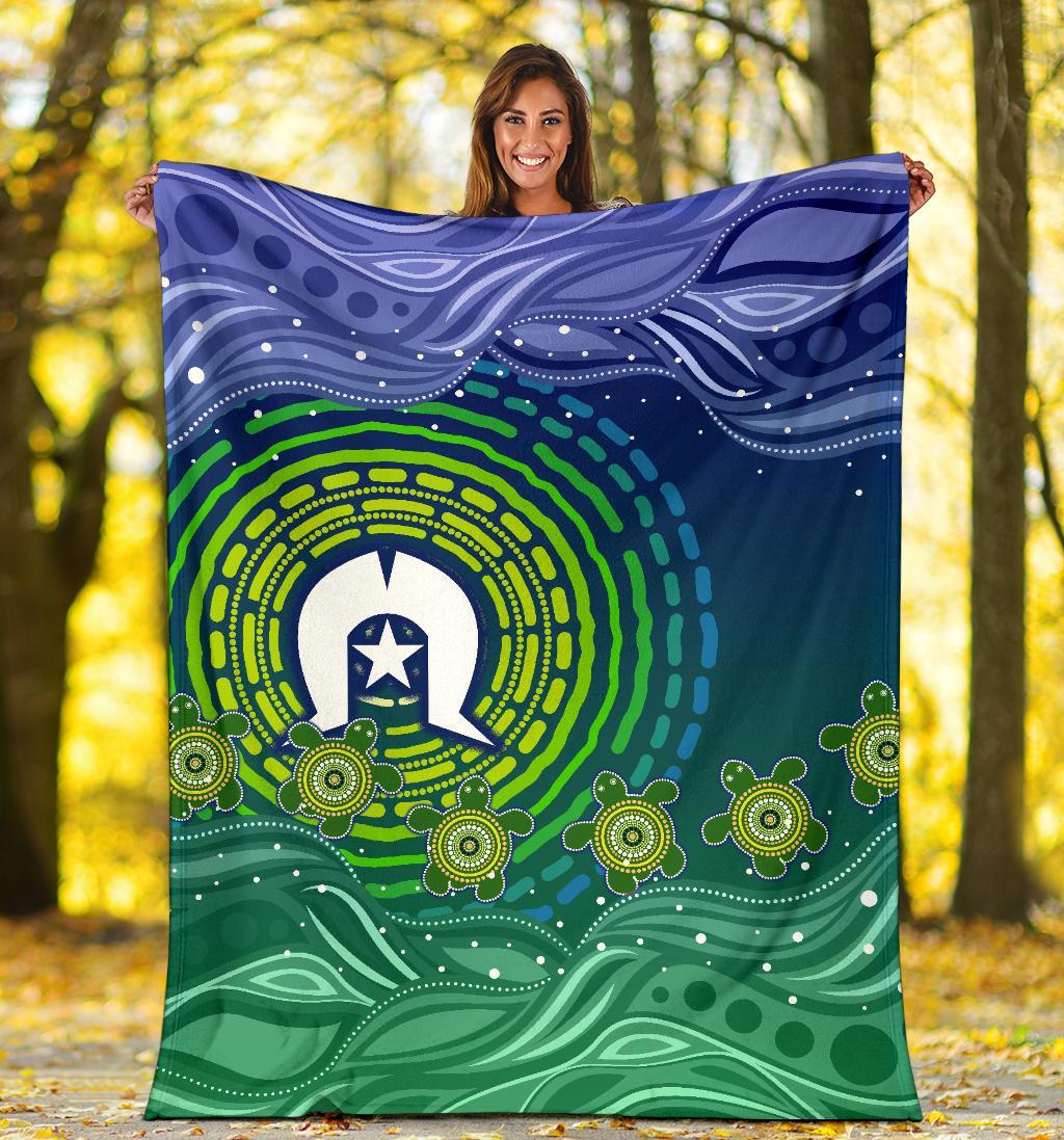 Torres Strait Islanders Premium Blanket - Aboriginal Turtle - Vibe Hoodie Shop