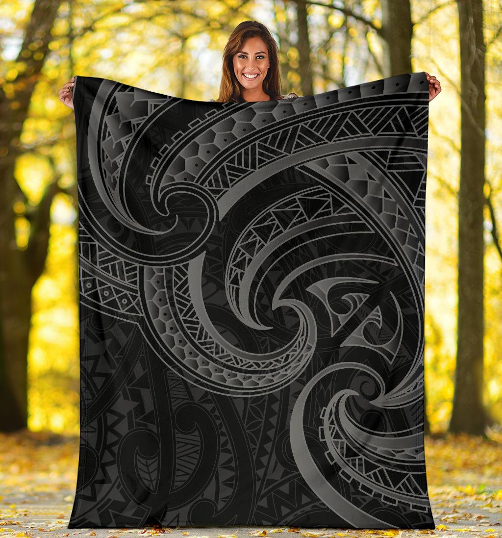 New Zealand Maori Mangopare Premium Blanket Polynesian - Black - Vibe Hoodie Shop