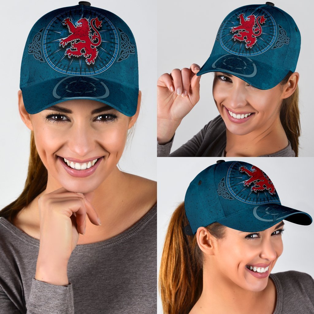 Scotland Celtic Classic Cap - Celtic Compass With Scottish Lion - Vibe Hoodie Shop