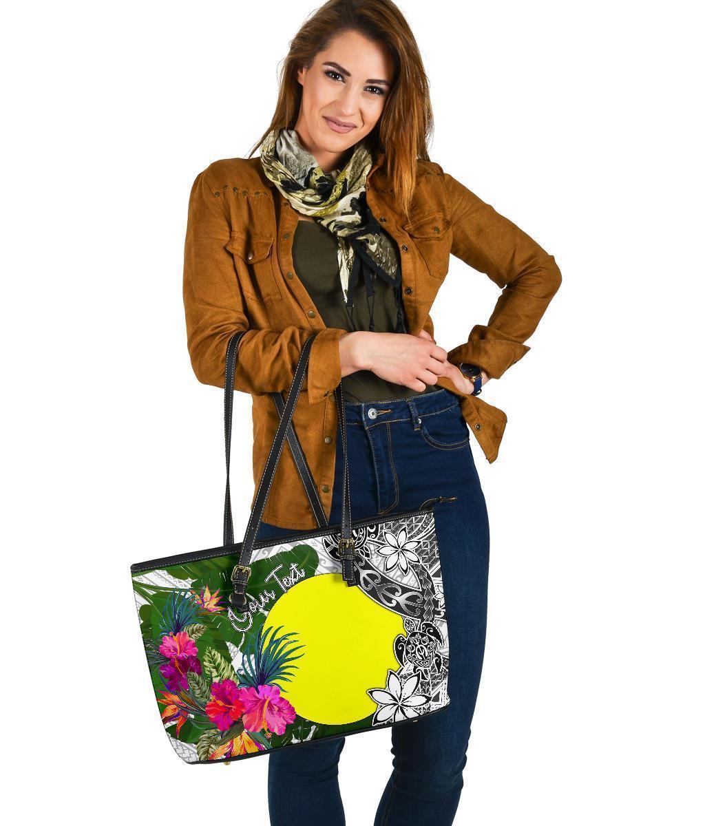 palau-custom-personalised-large-leather-tote-white-turtle-plumeria-banana-leaf