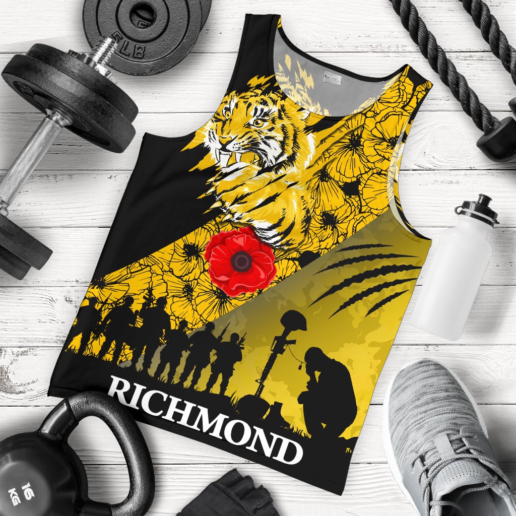 Richmond Tigers Men's Tank Top Lest We Forget - Vibe Hoodie Shop