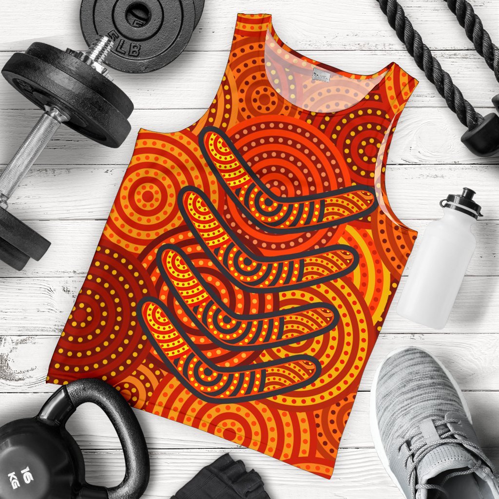 Aboriginal Men's Tank Top - Aboriginal Boomerangs And Dot Circle - Vibe Hoodie Shop