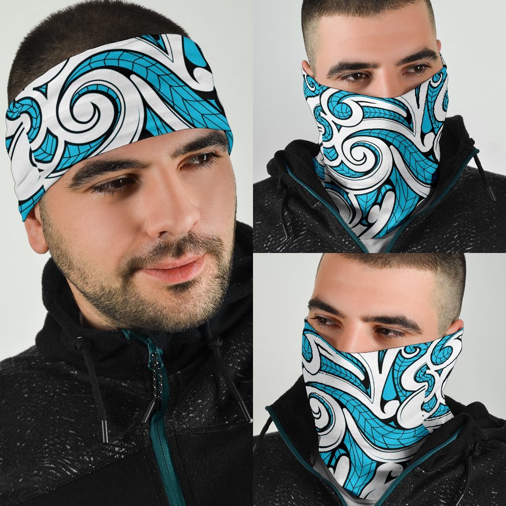 New Zealand Maori Tribal Ornament Bandana - Blue - Vibe Hoodie Shop