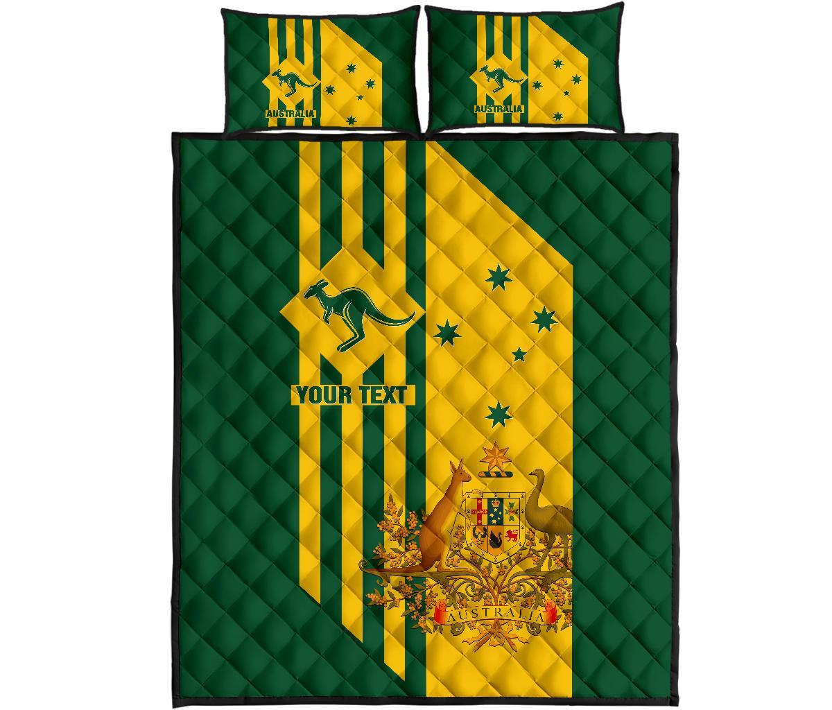 Custom Quilt Bed Set - Australia Kangaroo Sign National Color - Vibe Hoodie Shop